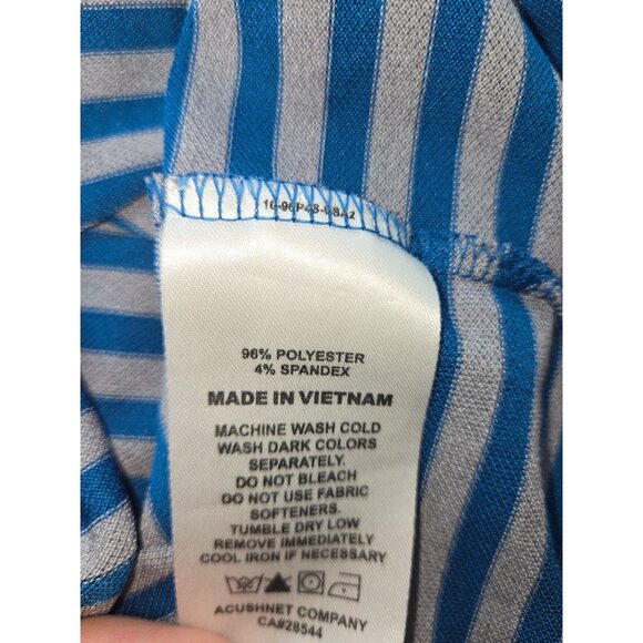 FootJoy FJ Golf Mens Blue Striped Polo Large Striped Lisle - Picture 6 of 8